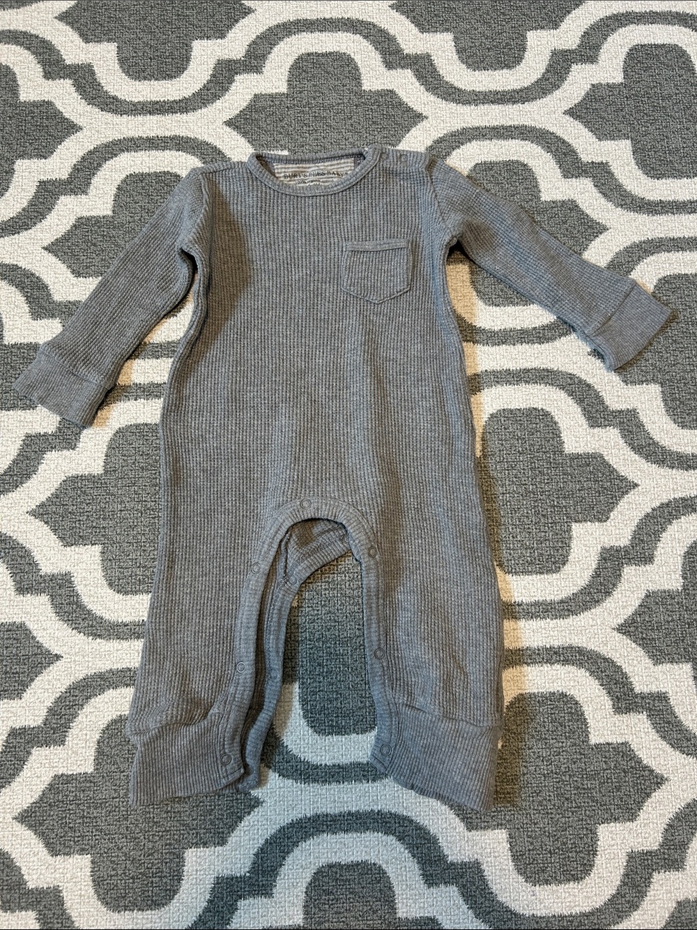 100% Organic Cotton Burt's Bees Baby Gray Ribbed Thermal One-Piece